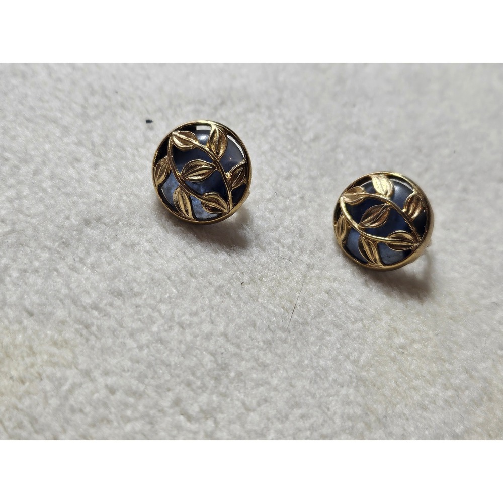Avon Clip On Earrings Womens OS Blue Gold Good